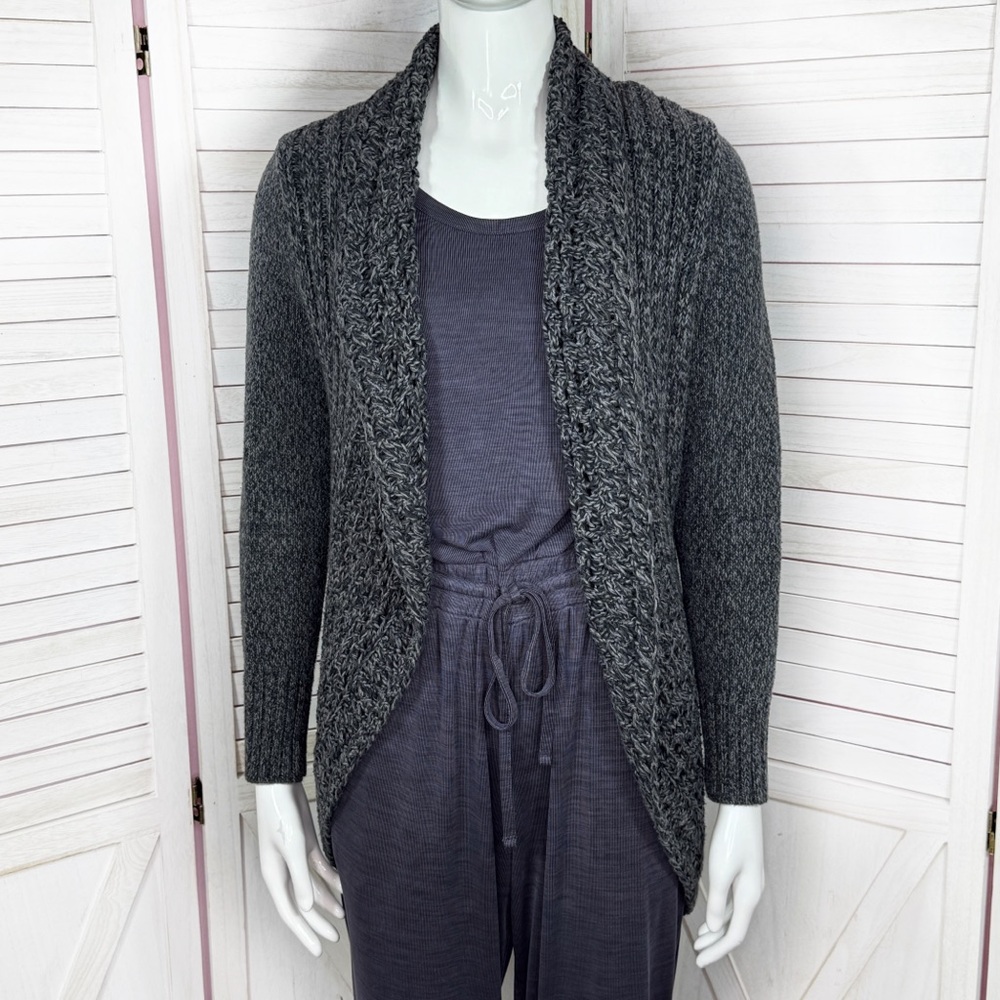 Eddie‎ Bauer Crochet Cocoon Cardigan Sweater Charcoal Grey Small